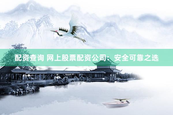 配资查询 网上股票配资公司：安全可靠之选