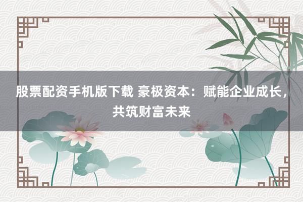 股票配资手机版下载 豪极资本：赋能企业成长，共筑财富未来
