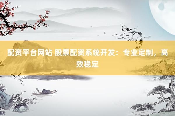 配资平台网站 股票配资系统开发：专业定制，高效稳定