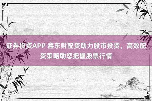 证券投资APP 鑫东财配资助力股市投资，高效配资策略助您把握股票行情