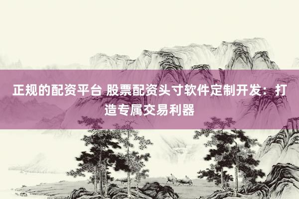 正规的配资平台 股票配资头寸软件定制开发：打造专属交易利器