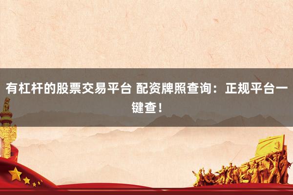 有杠杆的股票交易平台 配资牌照查询：正规平台一键查！