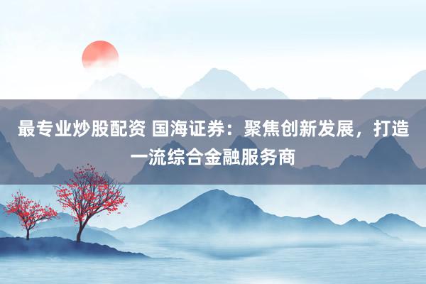 最专业炒股配资 国海证券：聚焦创新发展，打造一流综合金融服务商
