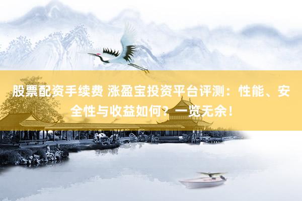 股票配资手续费 涨盈宝投资平台评测：性能、安全性与收益如何？一览无余！