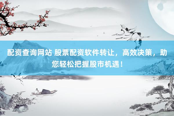 配资查询网站 股票配资软件转让，高效决策，助您轻松把握股市机遇！