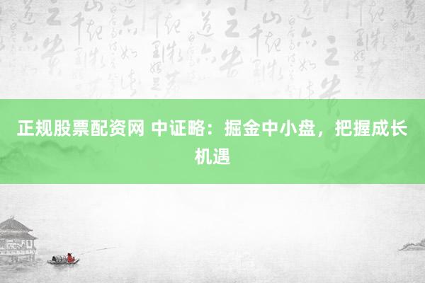 正规股票配资网 中证略：掘金中小盘，把握成长机遇