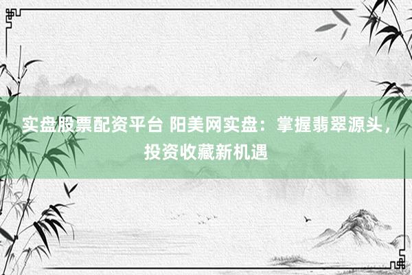 实盘股票配资平台 阳美网实盘：掌握翡翠源头，投资收藏新机遇