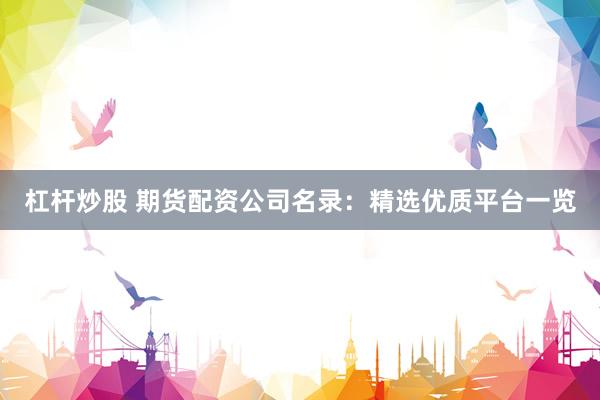 杠杆炒股 期货配资公司名录：精选优质平台一览
