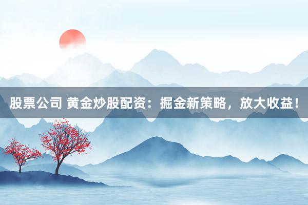 股票公司 黄金炒股配资:掘金新策略,放大收益!