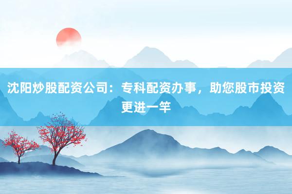 沈阳炒股配资公司：专科配资办事，助您股市投资更进一竿
