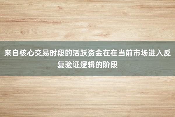 来自核心交易时段的活跃资金在在当前市场进入反复验证逻辑的阶段