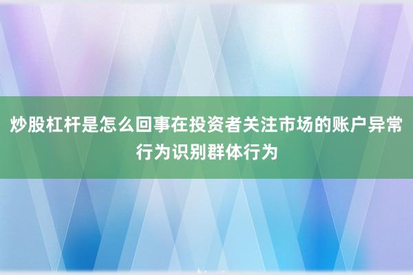 炒股杠杆是怎么回事在投资者关注市场的账户异常行为识别群体行为