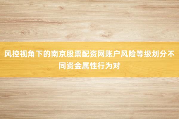 风控视角下的南京股票配资网账户风险等级划分不同资金属性行为对