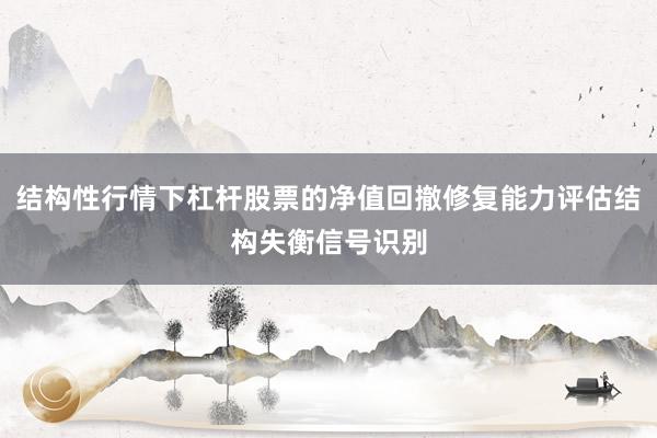 结构性行情下杠杆股票的净值回撤修复能力评估结构失衡信号识别