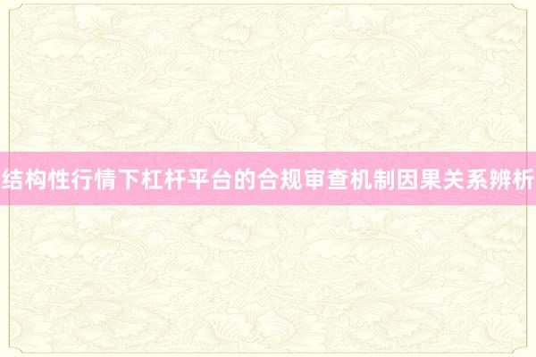 结构性行情下杠杆平台的合规审查机制因果关系辨析