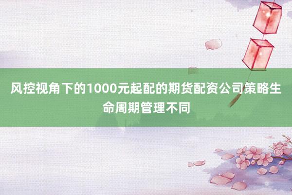 风控视角下的1000元起配的期货配资公司策略生命周期管理不同